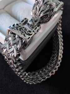 Heavy Stainless Steel Celtic Viking Wolf Bracelet