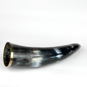 Large Viking Drinking Horn with Brass Rim