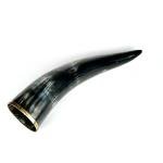 Large Viking Drinking Horn with Brass Rim