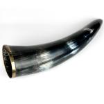 Large Viking Drinking Horn with Brass Rim