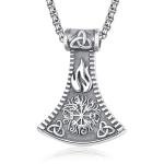 Viking Axe Pendant Necklace with Vegvisir Rune