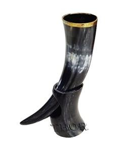 Authentic Viking Drinking Horn with Stand