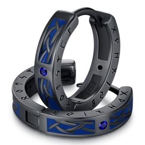 Viking Rune Hoop Earrings in Sterling Silver