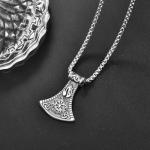 Viking Axe Pendant Necklace with Vegvisir Rune