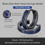 Viking Rune Hoop Earrings in Sterling Silver