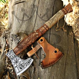 Custom Forged Carbon Steel Viking Camping Hatchet
