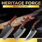Hand-Forged Viking Butcher Knife Set - 3 Pieces