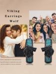 Viking Silver Wolf Huggie Earrings with Turquoise