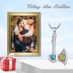 Viking Axe Necklace with Turquoise Pendant for Men