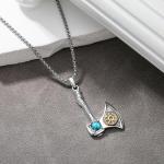 Viking Axe Necklace with Turquoise Pendant for Men