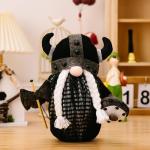 Viking Berserker Gnome Plush Viking Norse Gnome Gift 10'' H Viking Warrior Minotaur Gnomes Home Office Decor Viking Gift, Halloween, Thanks Giving Christmas New Year Gift Men's Gift (Black)