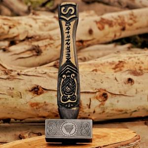 Handmade Hammer Viking Knife Carbon Steel Bushcraft Norse Mjolnir Engraved Blade