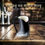 Viking Style Engraving Viking Drinking Horn MugHorn Mug - 100% Authentic Beer Horn Tankard With Hardwood Base & Burlap Gift Sack | 100% food safe - Food Grade Medieval Style Man's Beer & Mead Cup