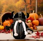 Viking Berserker Gnome Plush Viking Norse Gnome Gift 10'' H Viking Warrior Minotaur Gnomes Home Office Decor Viking Gift, Halloween, Thanks Giving Christmas New Year Gift Men's Gift (Black)