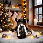 Viking Berserker Gnome Plush Viking Norse Gnome Gift 10'' H Viking Warrior Minotaur Gnomes Home Office Decor Viking Gift, Halloween, Thanks Giving Christmas New Year Gift Men's Gift (Black)