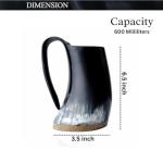 Viking Style Engraving Viking Drinking Horn MugHorn Mug - 100% Authentic Beer Horn Tankard With Hardwood Base & Burlap Gift Sack | 100% food safe - Food Grade Medieval Style Man's Beer & Mead Cup
