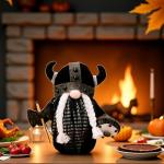 Viking Berserker Gnome Plush Viking Norse Gnome Gift 10'' H Viking Warrior Minotaur Gnomes Home Office Decor Viking Gift, Halloween, Thanks Giving Christmas New Year Gift Men's Gift (Black)