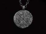 Baldur Jewelry - 999 Pure Silver Viking Compass Necklace Vegvisir Pendant Hand Hammered Norse Jewelry for Men