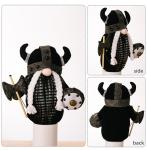 Viking Berserker Gnome Plush Viking Norse Gnome Gift 10'' H Viking Warrior Minotaur Gnomes Home Office Decor Viking Gift, Halloween, Thanks Giving Christmas New Year Gift Men's Gift (Black)