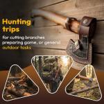 Dessi Viking Axe Hand Forged Damascus Steel Hatchet Tomahawk Leather Sheath Walnut Wood Handle Tiger Engraving Bushcraft Camping Gift Men SM14