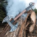 Handmade 27'' Viking Double Headed Axe, Real Double Sided Hatchet Axe, Large Norse Axe Scandinavian Style Viking Axe, History of Norse Mythology self Defense Christmis Gift for him, Best Gift for Men