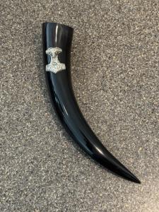 Viking Drinking Horn with Thor's Hammer Medallion