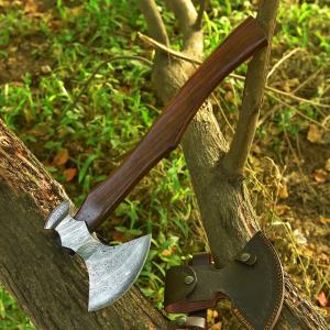 Custom Damascus Steel Viking Camping Hatchet Axe