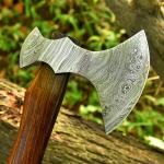 Custom Damascus Steel Viking Camping Hatchet Axe