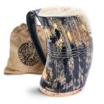 XL Viking Drinking Horn Mug with Hardwood Base