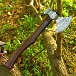 Custom Damascus Steel Viking Camping Hatchet Axe