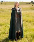 Green Viking Fur Hooded Cloak for Halloween