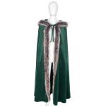 Green Viking Fur Hooded Cloak for Halloween