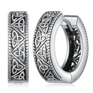 Unisex Viking Hoop Earrings in Sterling Silver