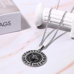 Viking Runes Wolf Pendant Necklace and Earrings Set
