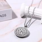 Viking Runes Wolf Pendant Necklace and Earrings Set