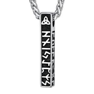 Viking Rune Bar Pendant Necklace for Men