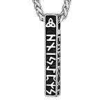 Viking Rune Bar Pendant Necklace for Men