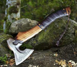 Hand-Forged Nordic Runes Viking Throwing Axe