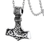 Viking Thor's Hammer Necklace with Vegvisir Pendant
