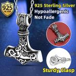 Viking Thor's Hammer Necklace with Vegvisir Pendant