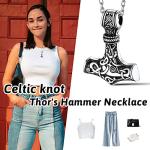 Viking Thor's Hammer Necklace with Vegvisir Pendant