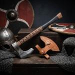 Custom Handmade Viking Battle Axe with Leather Sheath