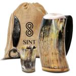 Viking Horn Mug with Fenrir Engraving - Gift Bag
