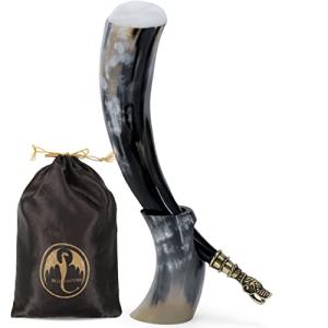 Viking XL Drinking Horn with Fenrir Wolf Tip