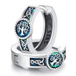 Viking Tree of Life Sterling Silver Hoop Earrings
