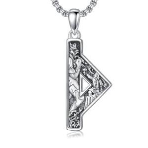 Viking Rune Pendant Necklace in Sterling Silver