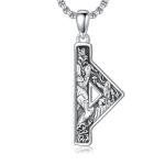 Viking Rune Pendant Necklace in Sterling Silver