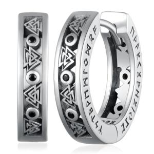 Men's Sterling Silver Viking Hoop Earrings