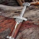 Damascus Steel Viking Sword with Wooden Handle