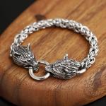 Fenrir Viking Wolf Head Stainless Steel Bracelet